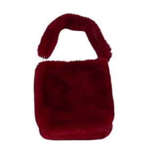 Elegant Burgundy Faux Fur Handbag